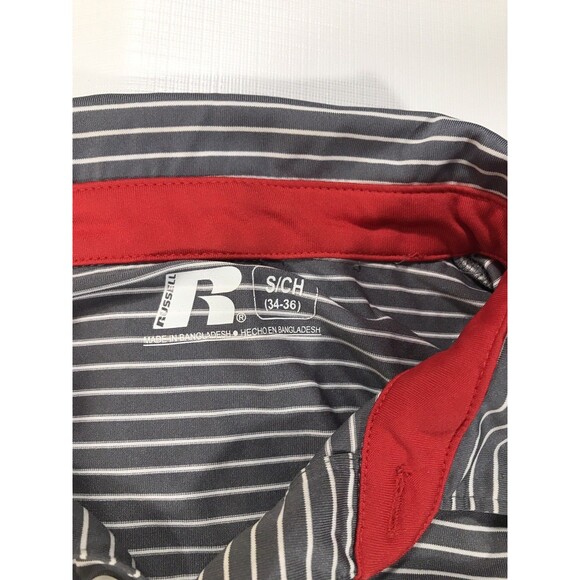 Russell UGA Georgia Bulldogs Men’s Small Gray Striped polo Embroidered - Picture 5 of 6